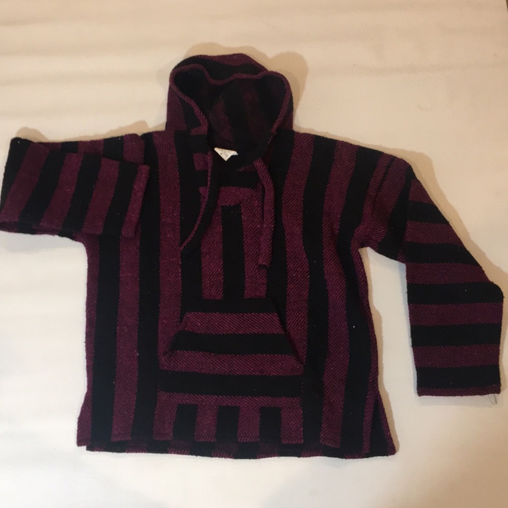 black and purple mexican sweater -  pancho